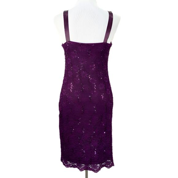 Y2K Purple Lace Sequins Short Formal Slip Dress - Women's Size 6 - Picture 2 of 5